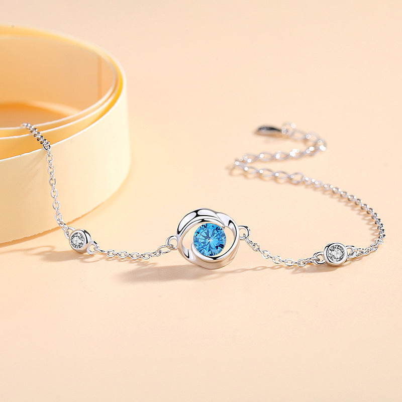 S925 Trendy Korean-Style Minimalist Rose Flower Ins Cool-Girl Bracelet For Women