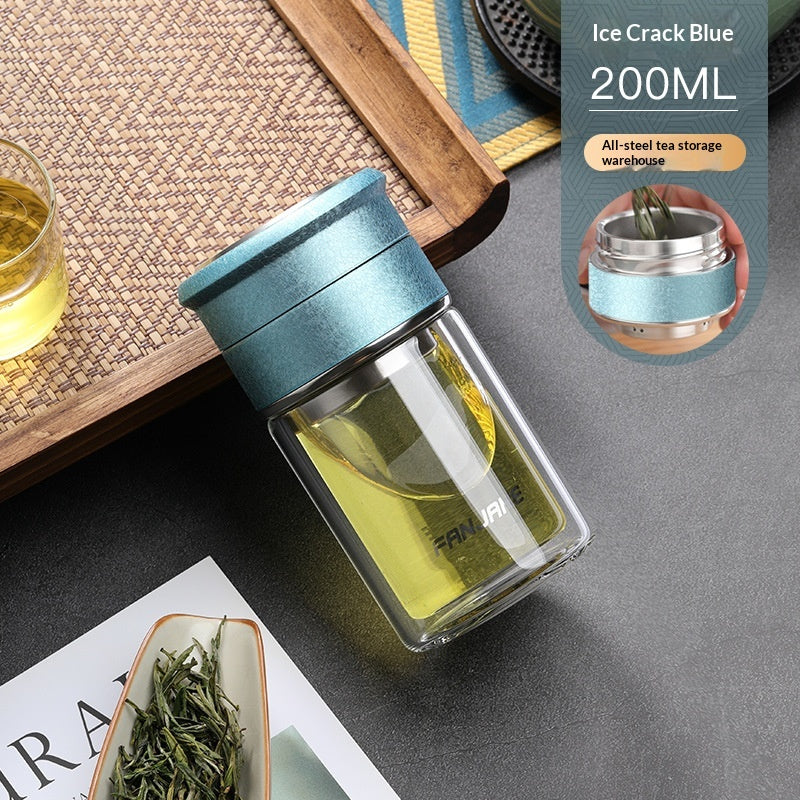 Chinese Character Simplificationcomplication Tea-water Separation Glass Cup Double-layer Teacup Pass