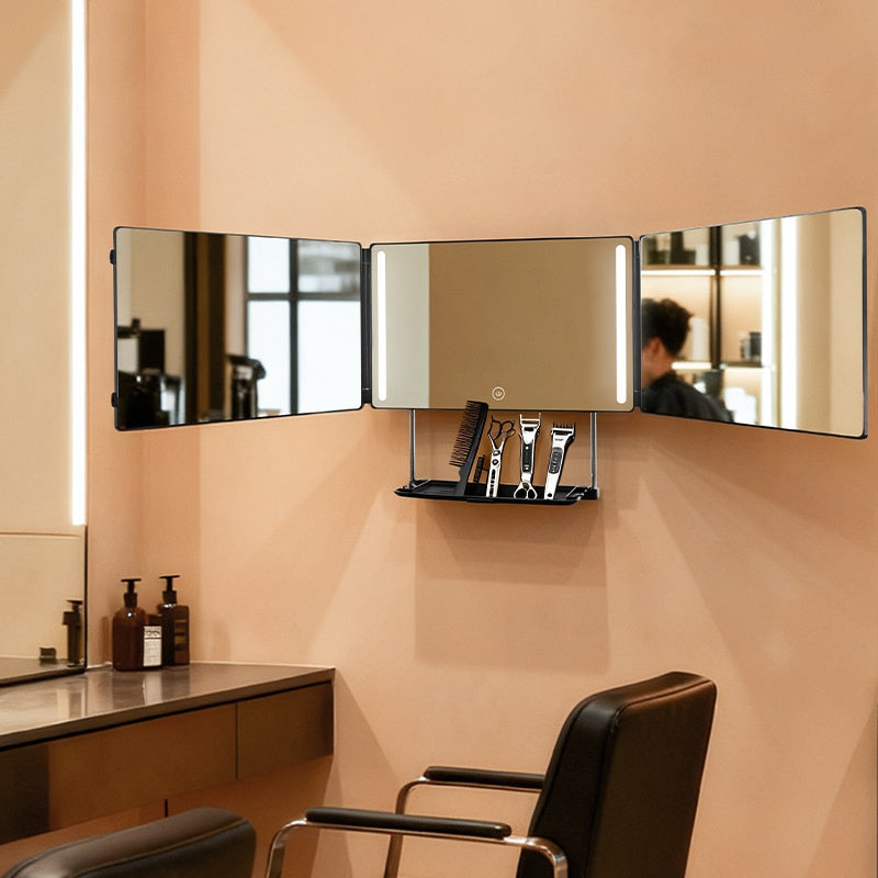 Portable Foldable Makeup Mirror With Built-in Lights For Hanging