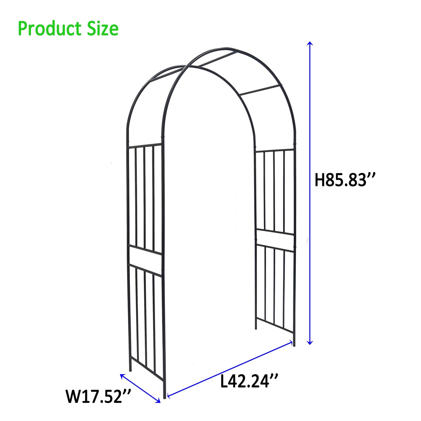 Metal Garden Arch L42.24'' X W17.52'' X H85.82'' Climbing Plants Support Rose Arch Outdoor Black