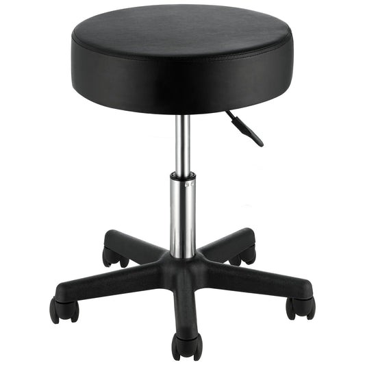 Rollhocker Mit Rollen, 181 Kg Gewichtskapazität, Höhenverstellbar, Hocker Mit Ultradickem Sitzkissen, Drehhocker Für Salon, Bar, Zuhause, Büro, Medizin, Massage, Schwarz