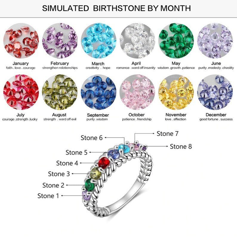 12-color Birthstone Fashion Ring