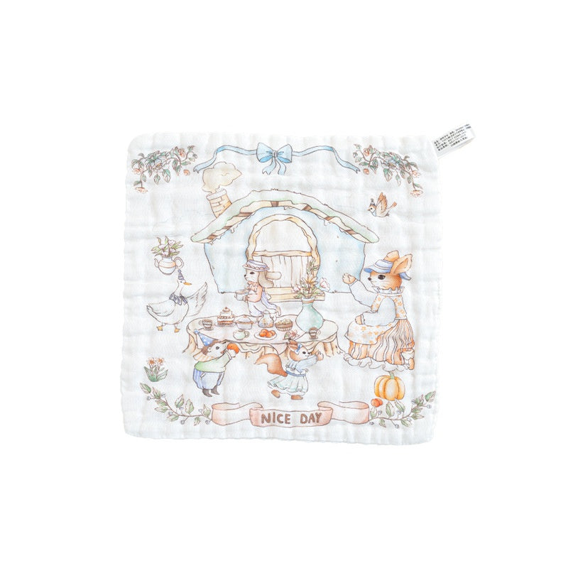 Baby A-Grade Pure Cotton Small Square Towel Baby Bib Six-Layer Gauze Newborn Childrens Gift Face-Washing Toddler Towel