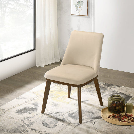 Clove Beige Velvet Dining Chair   Set Of 2   With Solid Wood Legs 33.1  H X 19.1  W X 23.6  D Kitchen Side Chairs