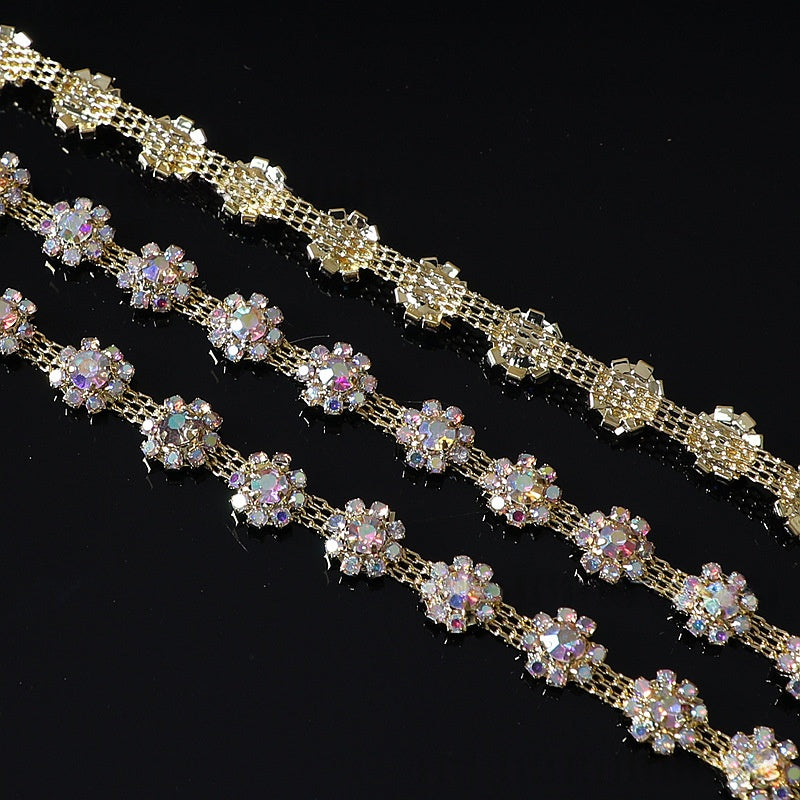 Chain Accessories Rhinestone Chain DIY Jewelry Soldered Chain Floral Design