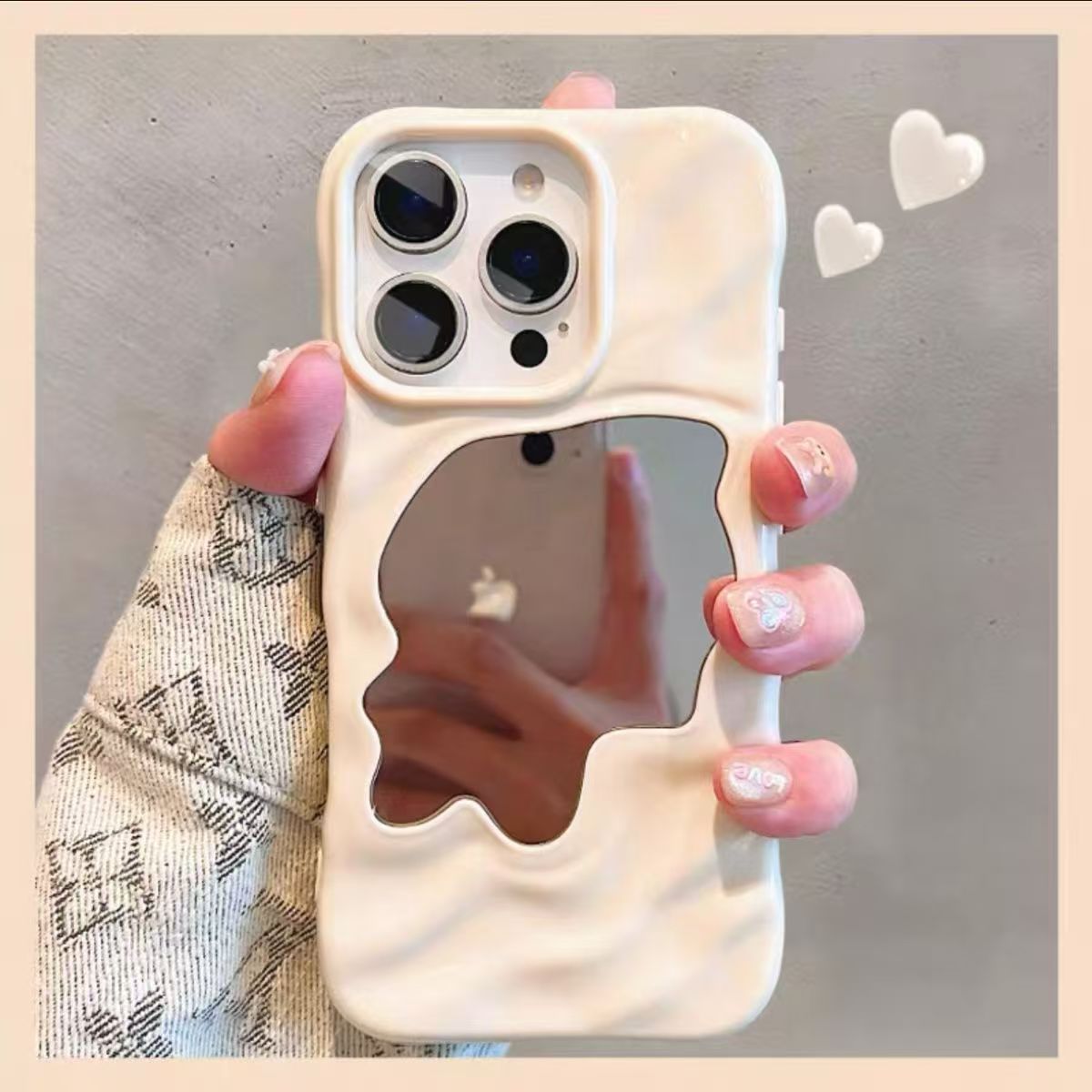 Electroplated Ripple Mirror Makeup Mirror Protective Case
