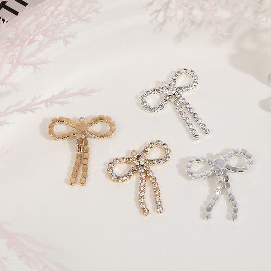 Fashion Simple Elegant Alloy Bow Shape Rhinestone Inlaid Accessories