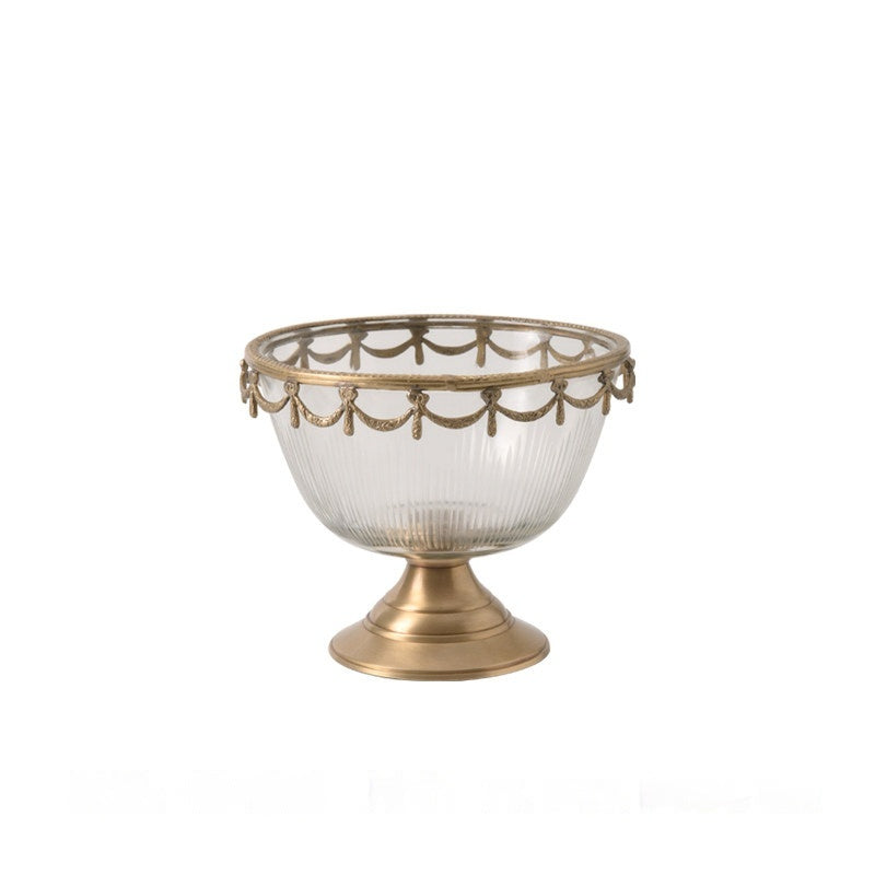 Brass Carved Glass Candle Holder  Candle Cup  And Makeup Brush Organizer