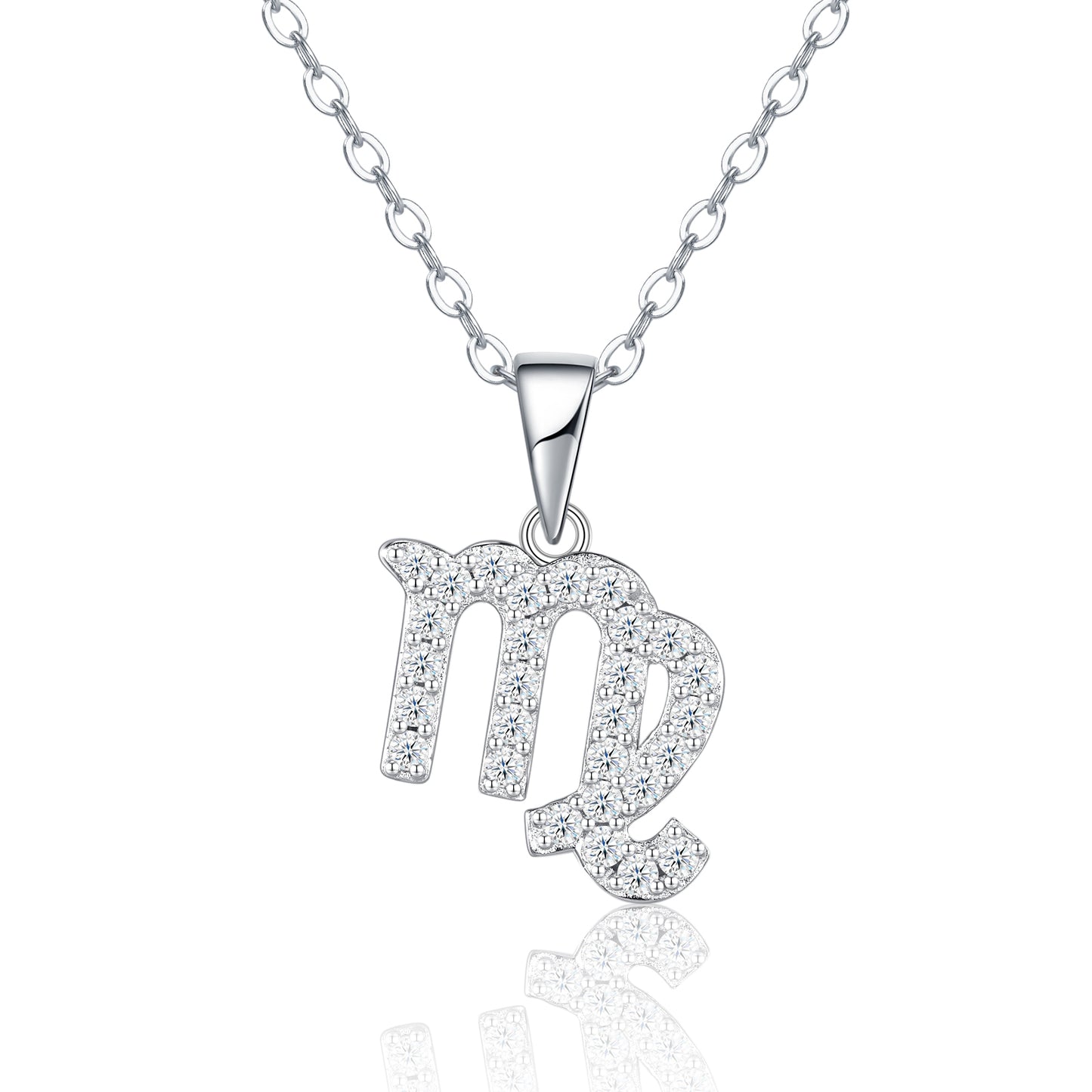 S925 Sterling Silver Virgo Necklace For Women  D Color VVS1 Moissanite Zodiac Pendant, 3.6g Platinum Plated Astrology Jewelry With GRA Certificate, Perfect Birthday & Anniversary Gift Box Set For Her