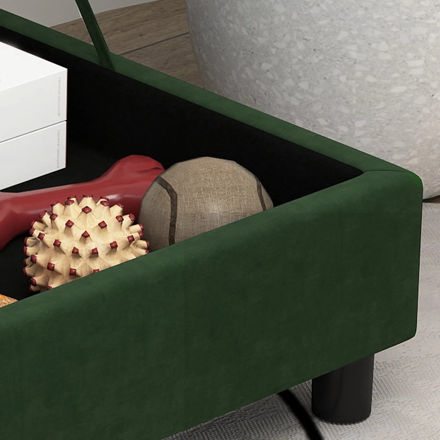 Pet Sofa Bed For Cats And Small Dogs With Storage, Comfortable Pet Couch With Hidden Storage Compartment, Soft Cushioned Indoor Dog Sofa Bed, Green