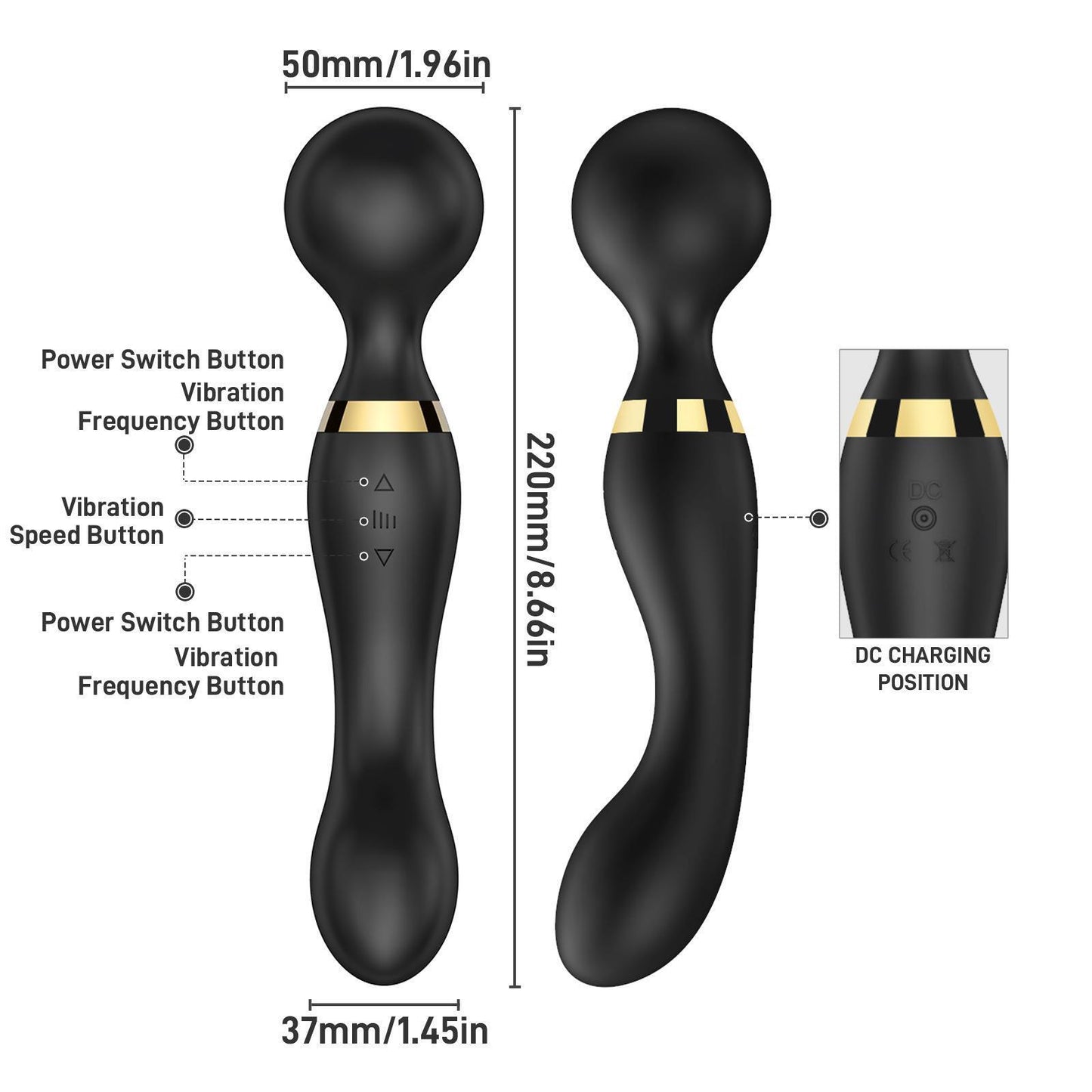 20 Speeds-Silicone-Double-Head-Big-Full-Body-Massager-Vibrator-Mute Rechargeable