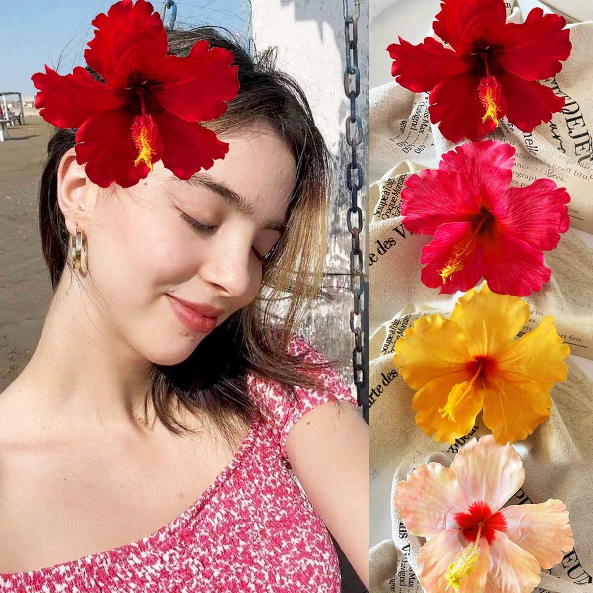 Hawaiian Hibiscus Hair Clip Handmade For The Seaside