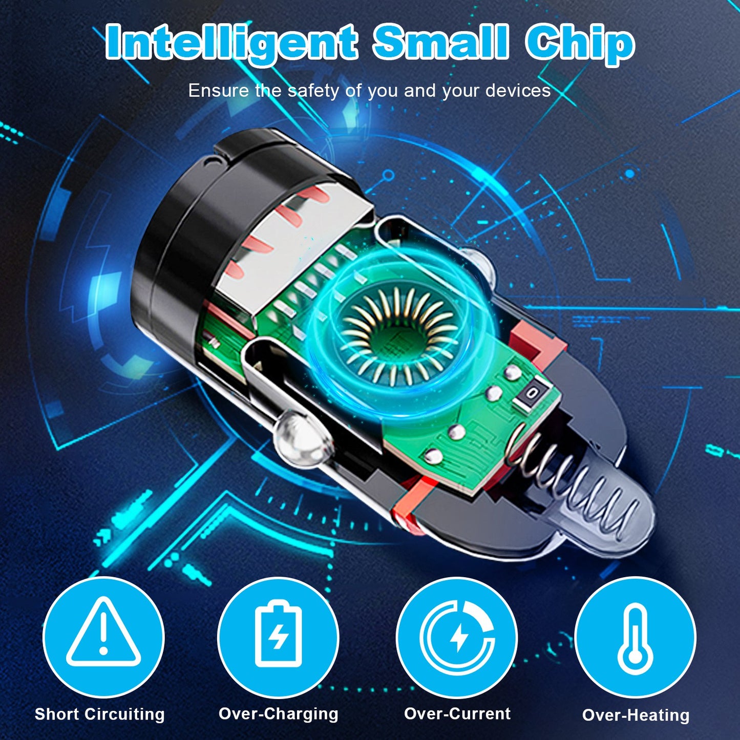 2Pcs 1,00W USB TypeC Car Charger QC4.0 PD3.0 USB Fast Charging Adapter Dual Port Car Cigarette Lighter Compatible With Phone Pad