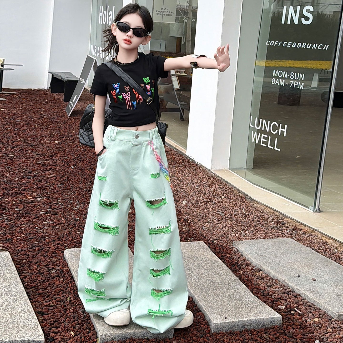 New Summer Wide-Leg Pants For Girls Korean-Style Chic Two-Piece Set