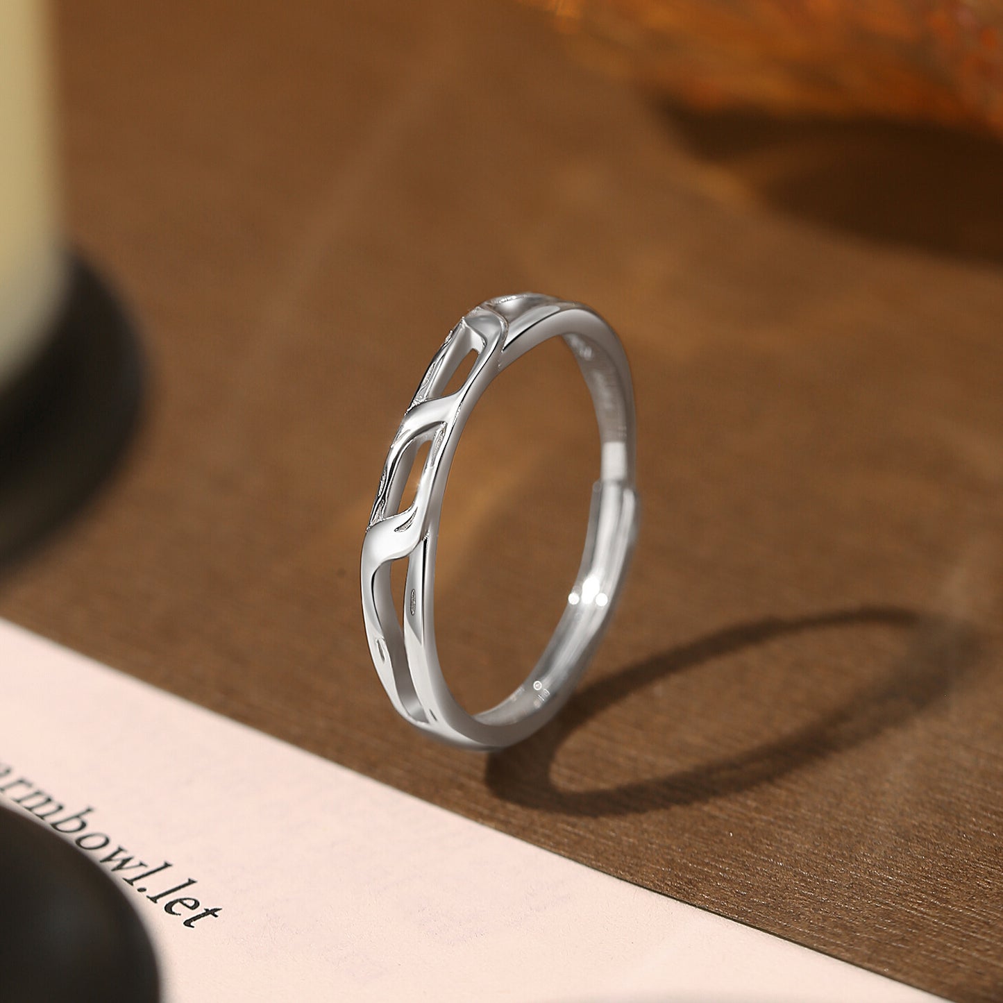 999 Fine Silver Korean Style Butterfly Couple Ring, Exquisite Niche Matching Ring
