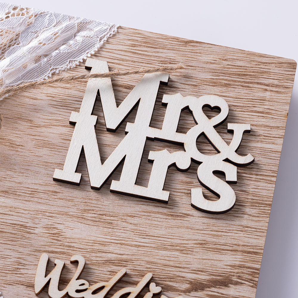 Wooden Gift Frame For Mr. And Mrs. MMRRS Wedding Guest Sign-in Book Wedding Signature Book Editing
