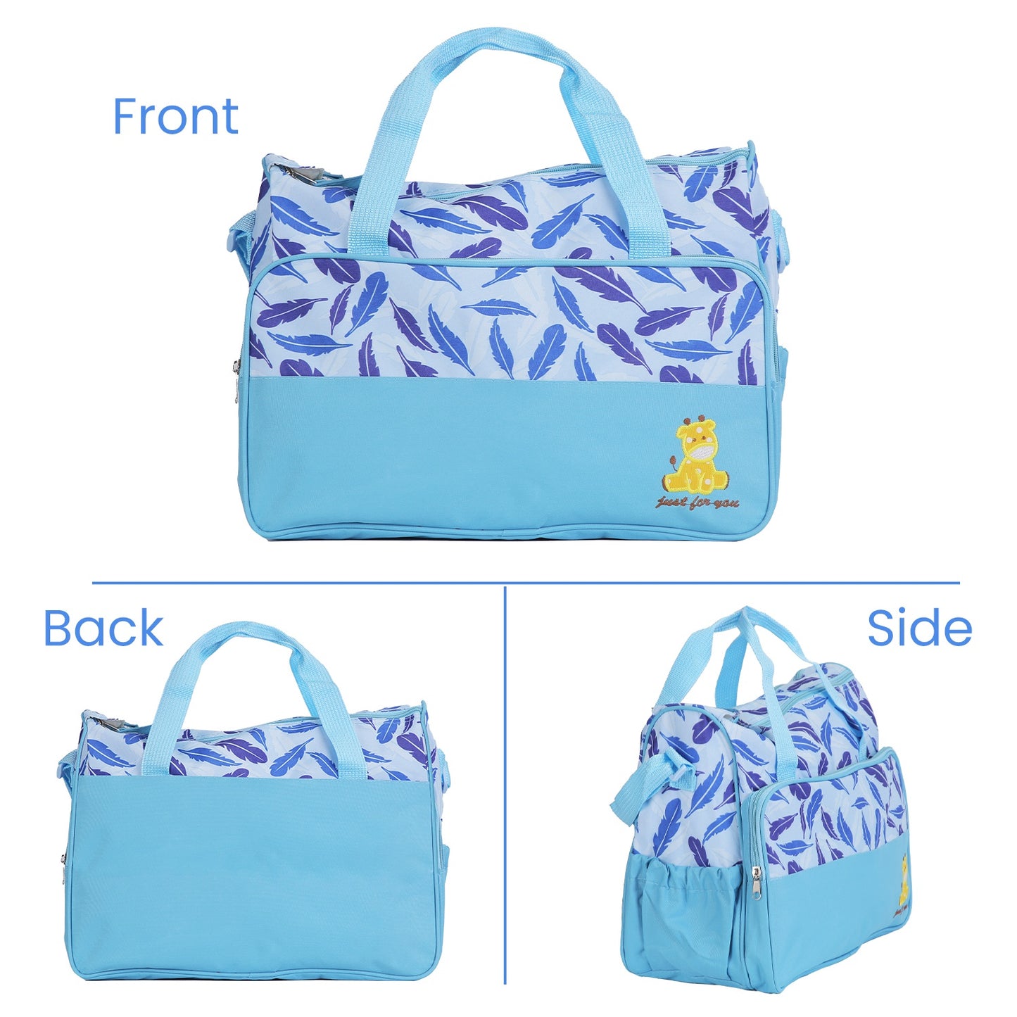 5Pcs Baby Nappy Diaper Bags Set For Picnic Mummy Diaper Handbags With Diaper Pad Food Bag Bottle Bag Travel Tote Bags For Mom Dad