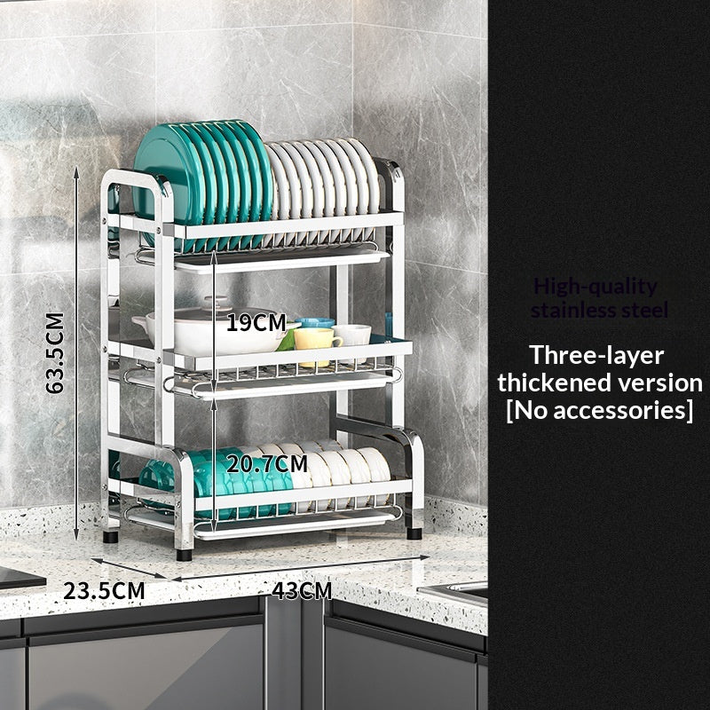 Stainless Steel Multi-Tier Kitchen Dish Rack