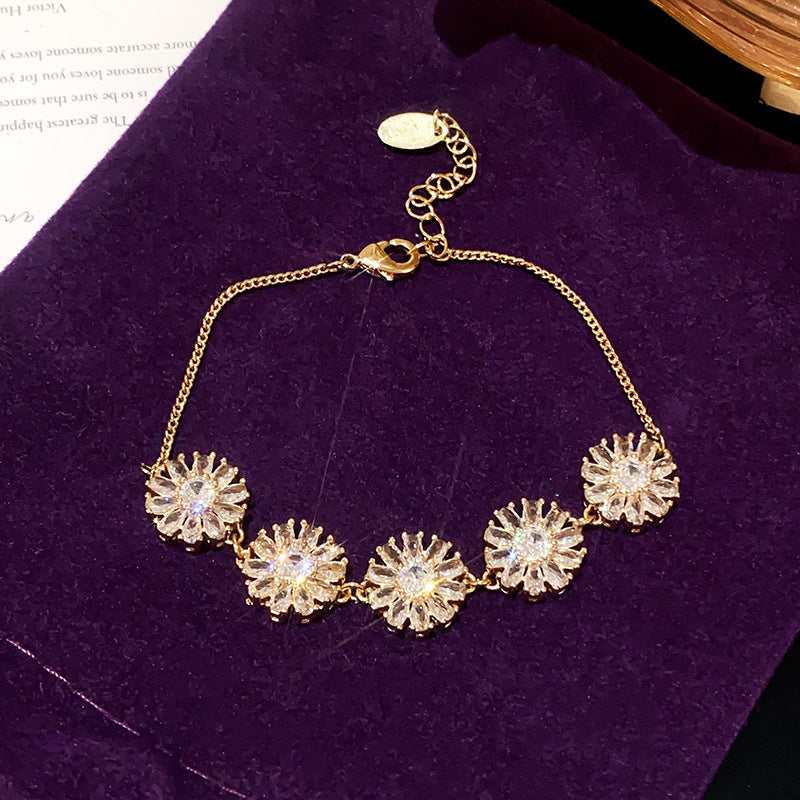 French Style Oval Zircon Bracelet For Women Sweet Luxury Bangle Wedding Party Fashion Jewelry