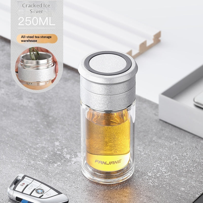 Chinese Character Simplificationcomplication Tea-water Separation Glass Cup Double-layer Teacup Pass