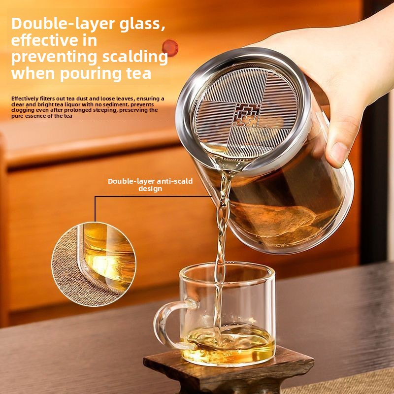 New Double-Walled Glass Teapot, A New Tea-Making Gadget, Heat-Resistant Single-Serve Tea Set For Office Use
