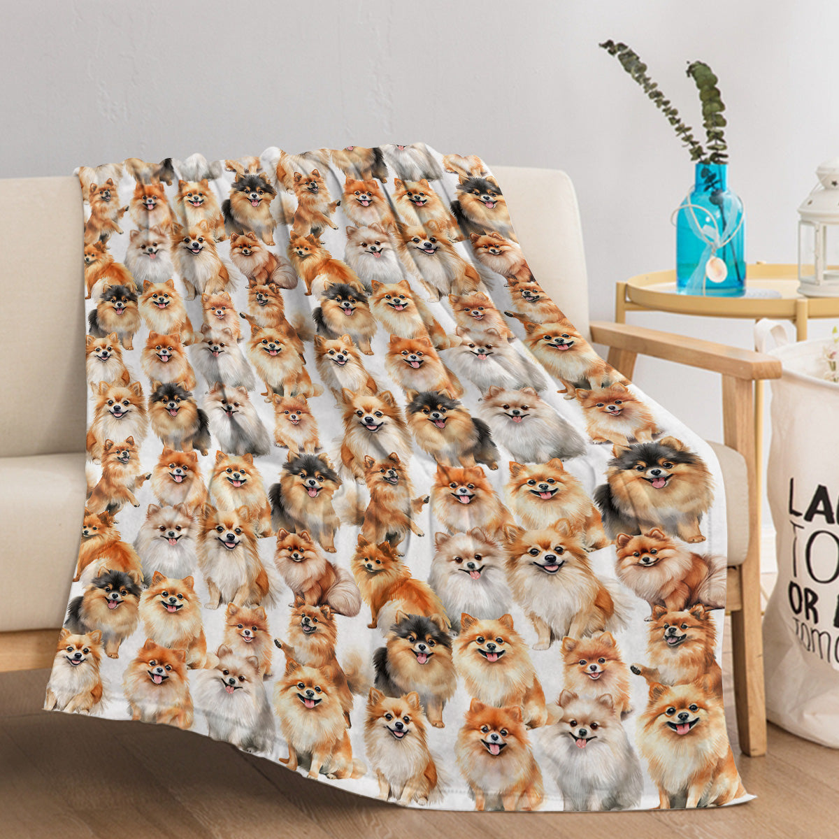 Pomeranian Dog Throw Blanket,Pomeranian Gifts For Dog Lovers,Flannel Blanket For Dog Mom Dad,Soft Blankets For Sofa Bed