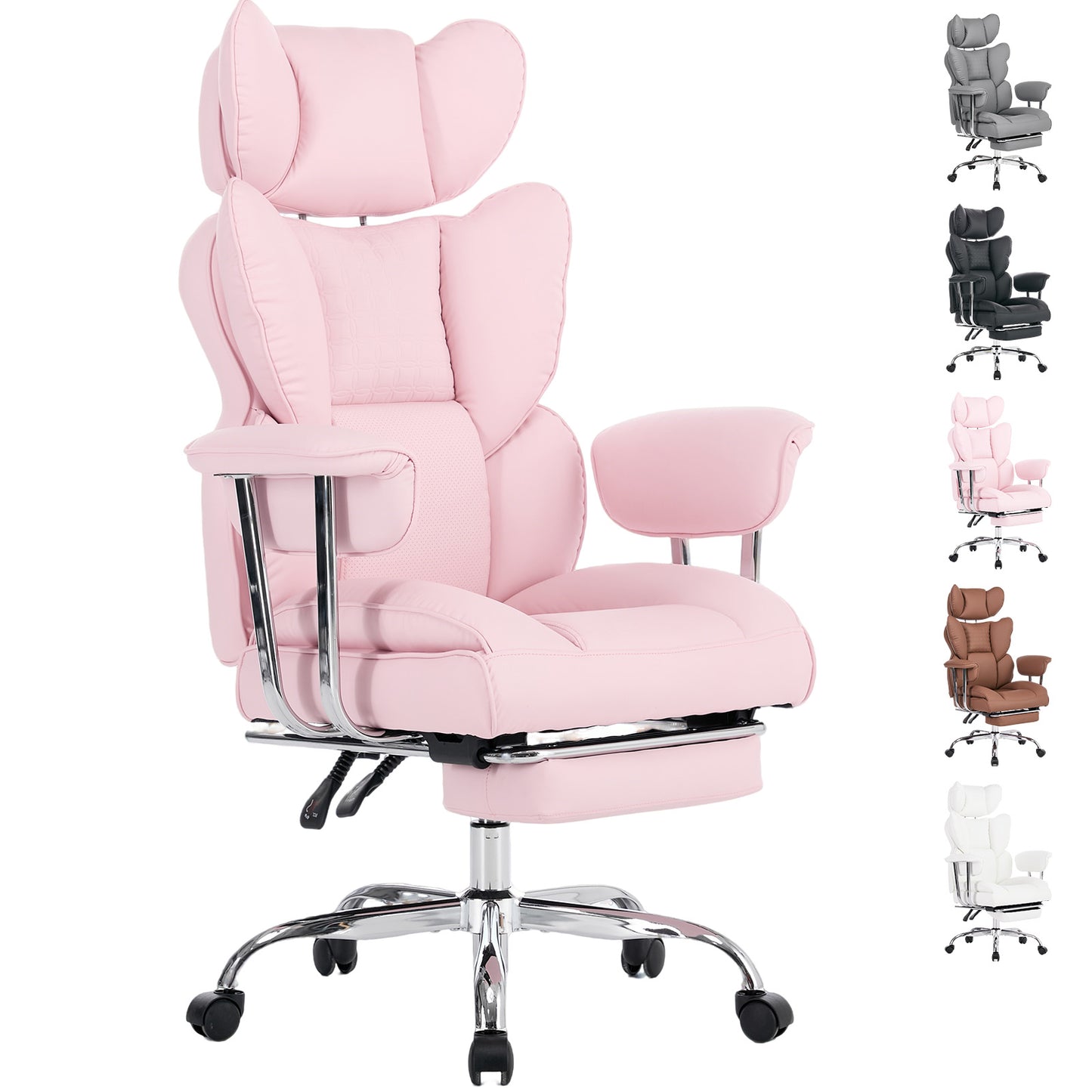 Large-sized High-back Office Chair - 350 Pounds, Anti-scratch PU Leather Executive Office Desk Chair, With Footrest, Reclining Computer Chair