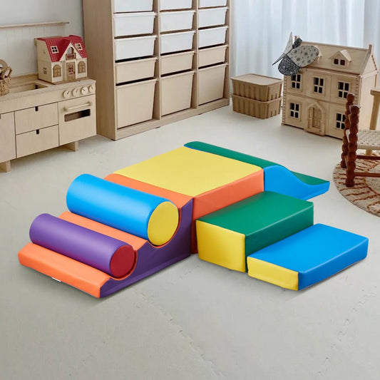 Climbing Toys, 7-Piece Set, Foam Climbing Toys For Toddlers 6 Months To 3 Years Old, PU Leather Climbing Blocks, Indoor Climb And Crawl Activity Playset For Crawling & Sliding, Easy To Clean