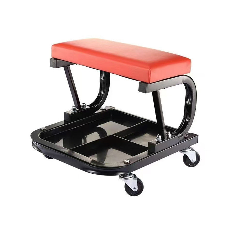 Car Repair Beauty Stool Leather Pad Square Tube Universal Wheel Movable