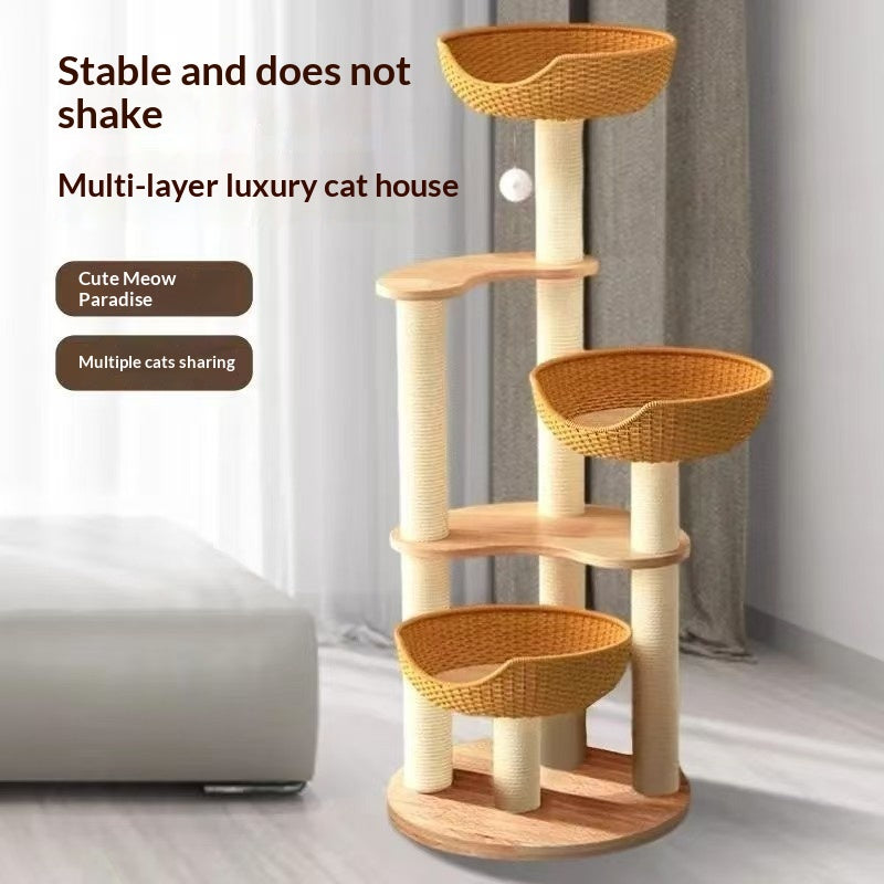 Home Upgrade Solid Wood Post Cat Climbing Tree