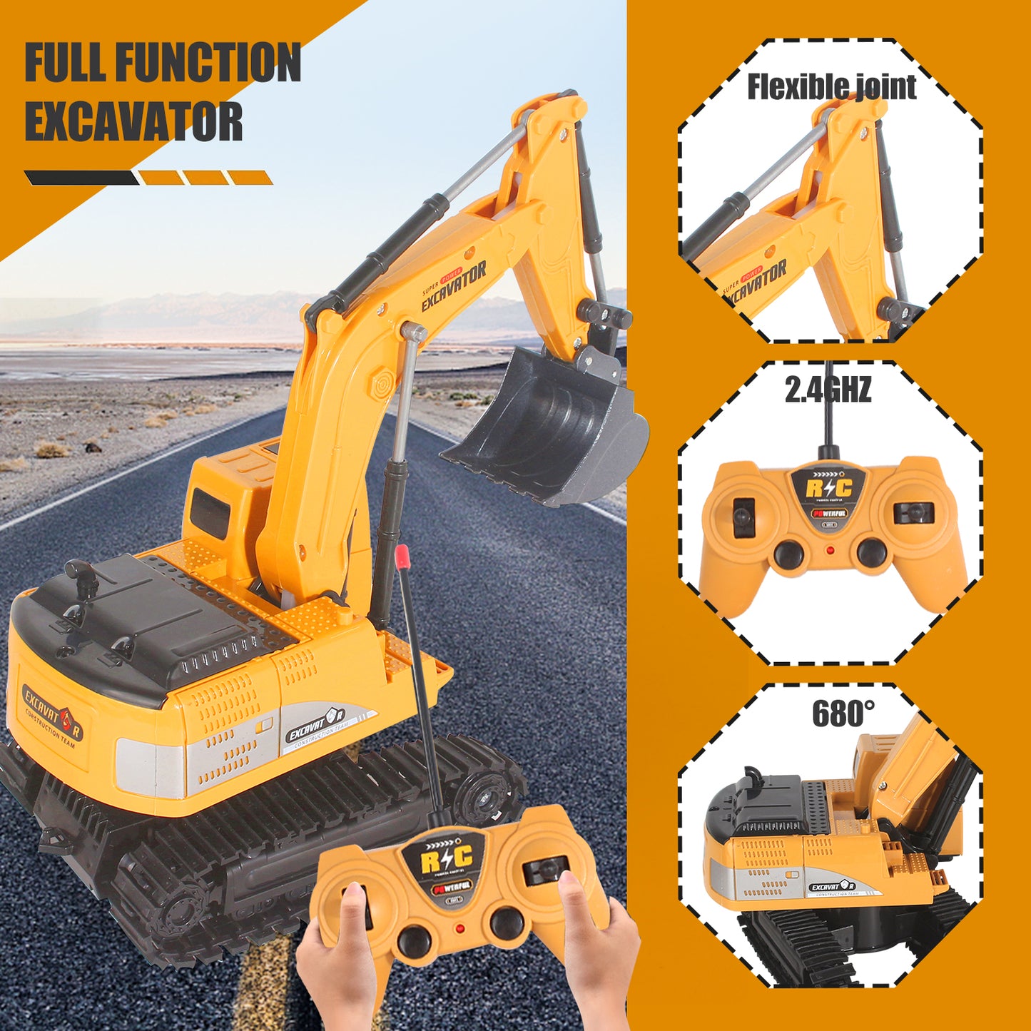 AU RC Digger Remote Controlled Excavator Construction Vehicle Truck Car Kids Gifts, The Logistics Will Be Send Randomly