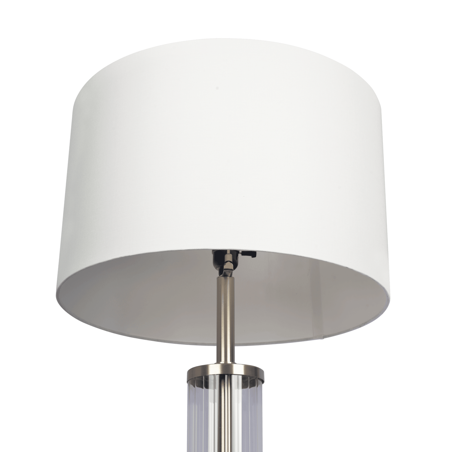 Nimbus Brushed Nickel Floor Lamp With 3-Way Rotary  Clear Glass Body  Metal Base