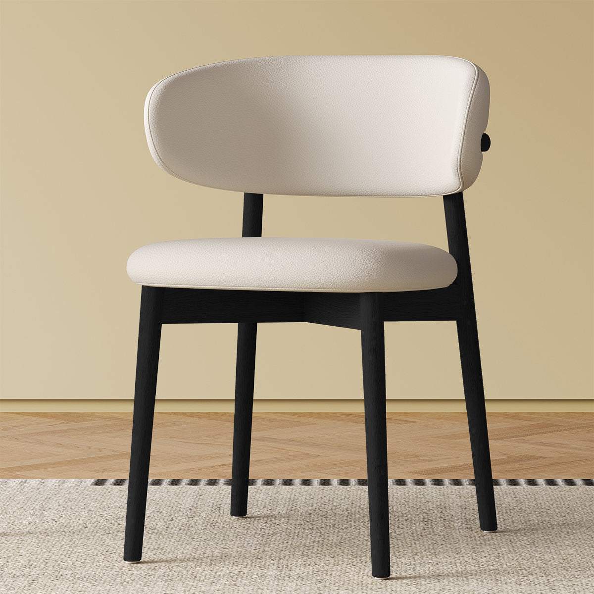 Mid-Century Modern wood feet Dining Chair (Set of 2) – Stylish Wooden Chairs for Dining Room, Kitchen, or Living Room, Comfortable & Durable, Easy to Assemble (black)