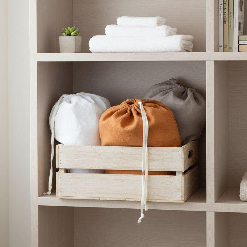 Linen Storage Bag Large Capacity Organizing Simple Solid Color