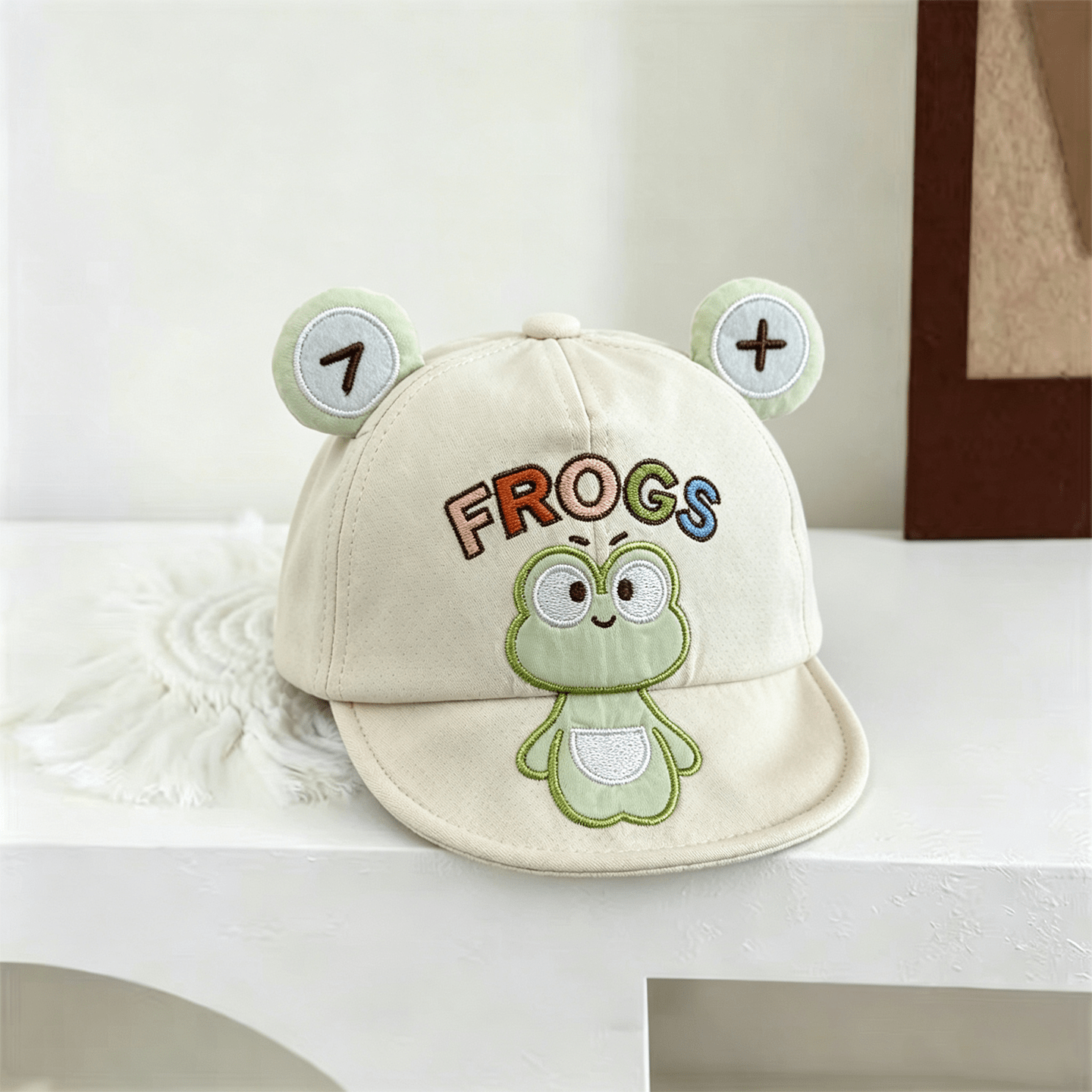 Super Cute Three-dimensional Frog Ears Baby Baseball Cap Soft Cotton Baby Sun Hat For Outdoor Use Cute Frog Embroidery
