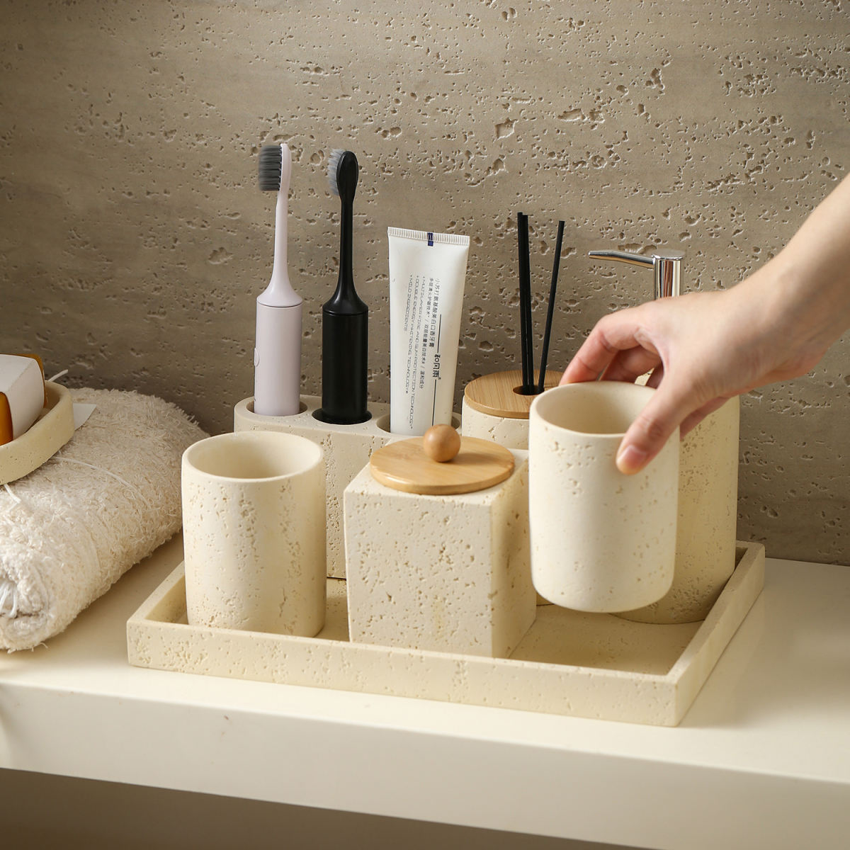 Wabi-Sabi Style Cave Stone Storage Seven-Piece Set
