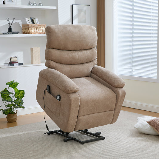 Multifunctional Electric Recliner With Stand-up Aid, Massage And Heat Function, Electrically Adjustable Backrest And Footrest As Well As Side Storage Pockets