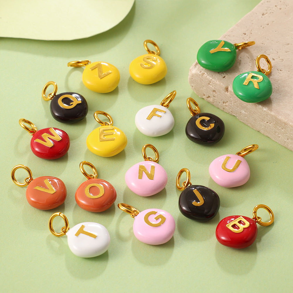 Dopamine Color Blending 26 Letter Bead Bead Pendant - Stainless Steel - Suitable For DIY Hand Chains And Necklaces Accessories