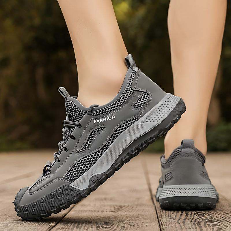 Men's Four-Season Breathable Mesh Work Sneakers, Outdoor Casual Shoes With Tire Pattern Soles