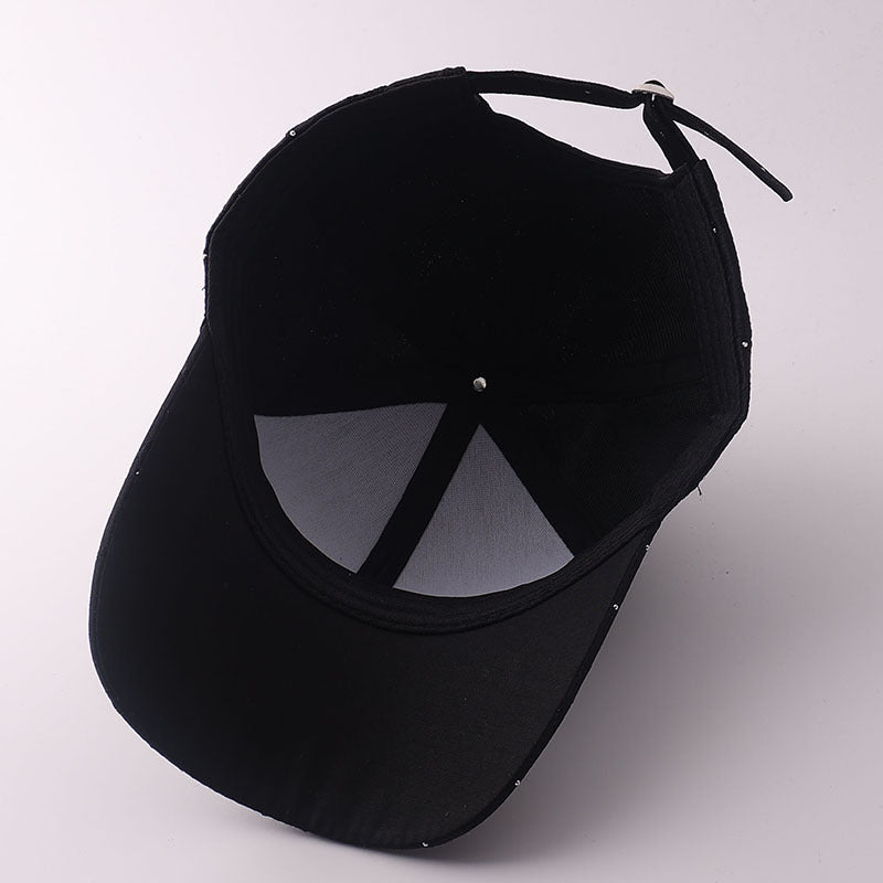 Korean-style Soft Style Bow Tie Rhinestone Baseball Cap With Textured Pleats And Breathable Brim Outdoor Versatile Hat For Outings With A Curved Brim