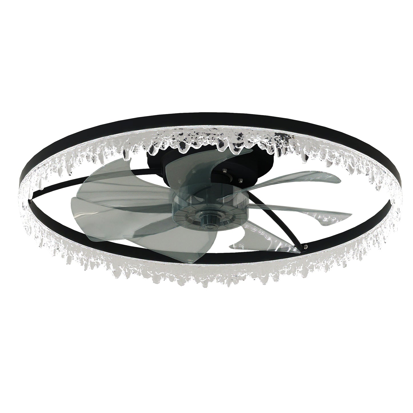 20-inch Black Smart Ceiling Fan Light With Silent Function, Multi-Speed Adjustment For Bedroom, Study Room, And Dining Room