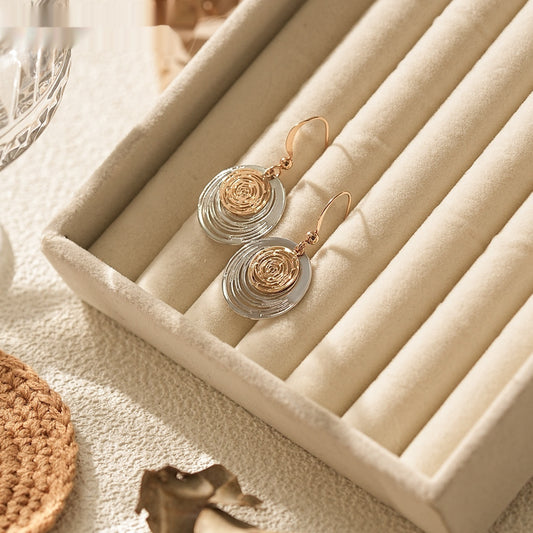 Women's Fashion Versatile Steel-colored Vortex-shaped Earrings