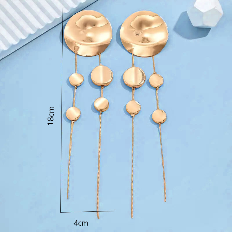 Leopard Print Disc Long Tassel Earrings For Women Simple Fashion Ear Jewelry Accessories Hot Sale Party Gift New Style