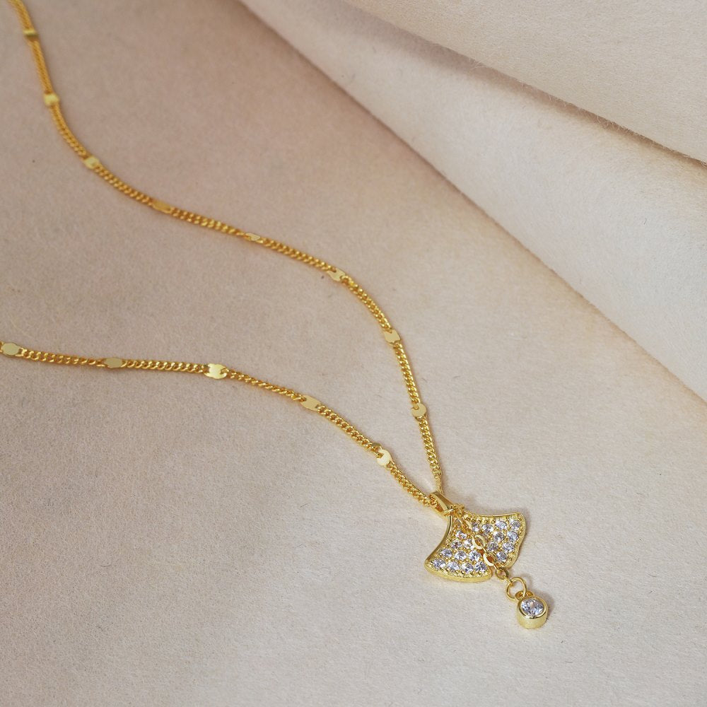 S925 Sterling Silver Necklace For Women Light Luxury Temperament Accessories Ginkgo Leaf Pendant