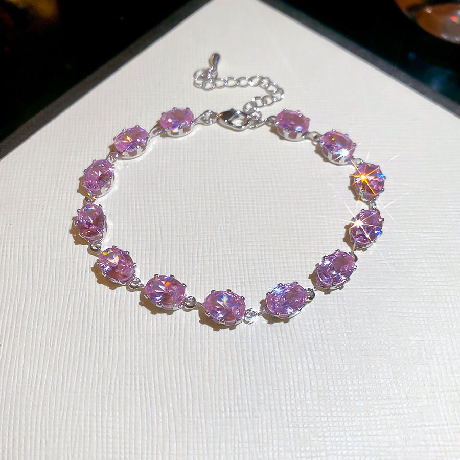 Korean Fashion Ins Diamond-shaped Zircon Bangle Dainty  Bracelet Chic Versatile Wrist Accessory