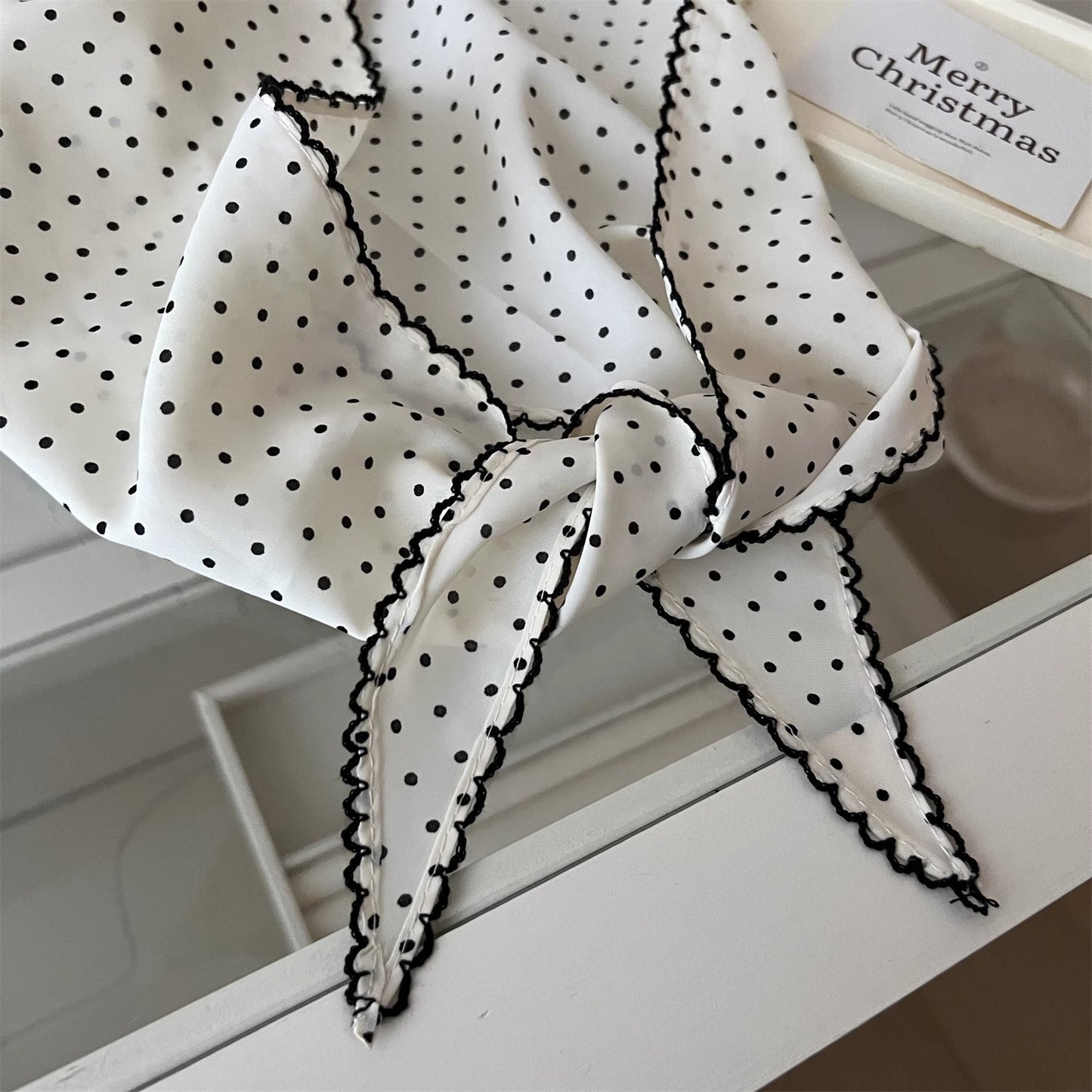 Korean Polka-dot Silk Womens Neck Scarf