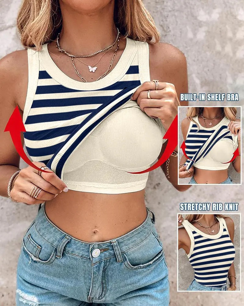 Best-selling European-style Summer Camisole With A Round Neckline And Built-in Bra
