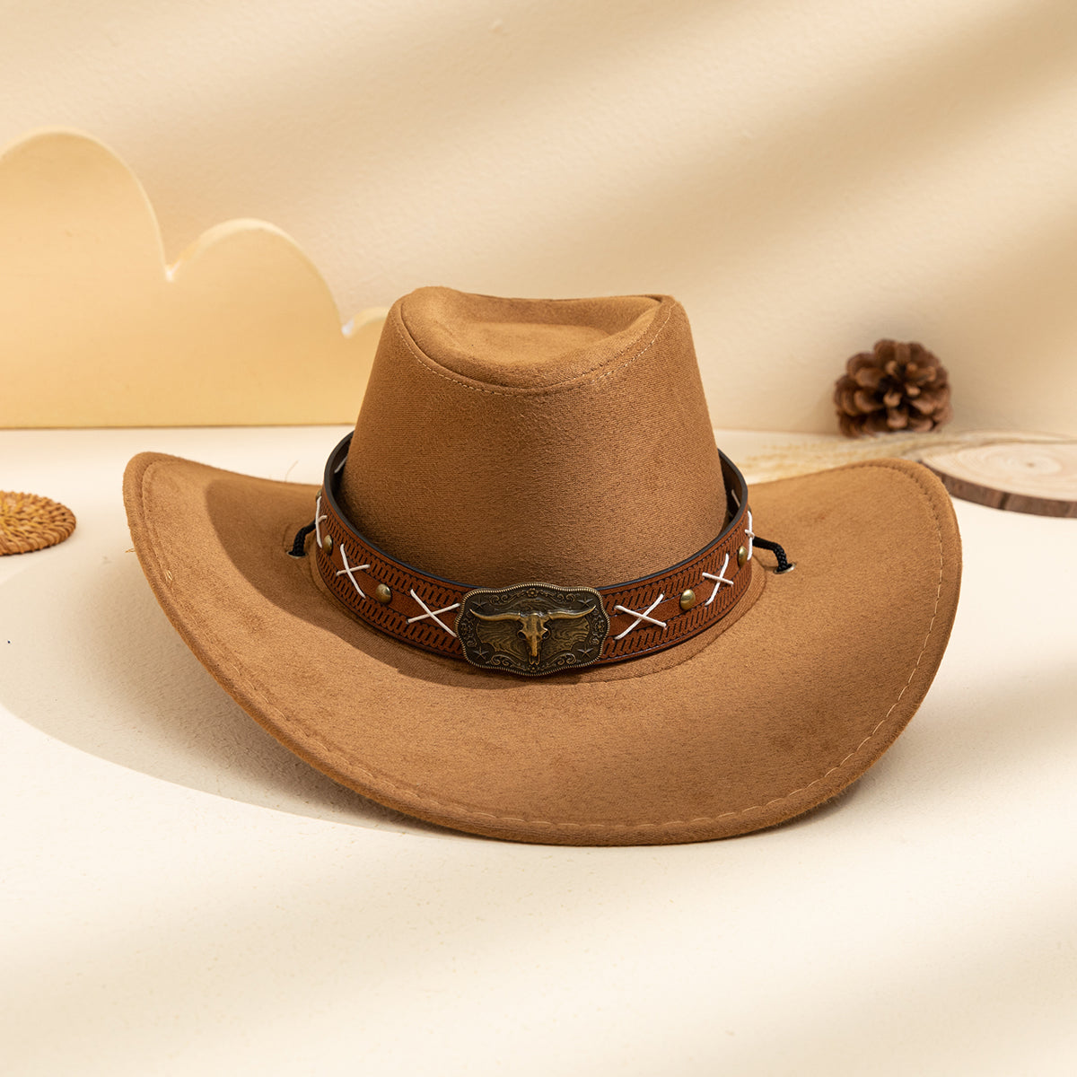 Summer Men's And Women's Matching Metal Buckle Cross-stitch Versatile Eye-catching Western Retro Style Sun Hat For Outdoor Chic Styling And Fashion Accessory