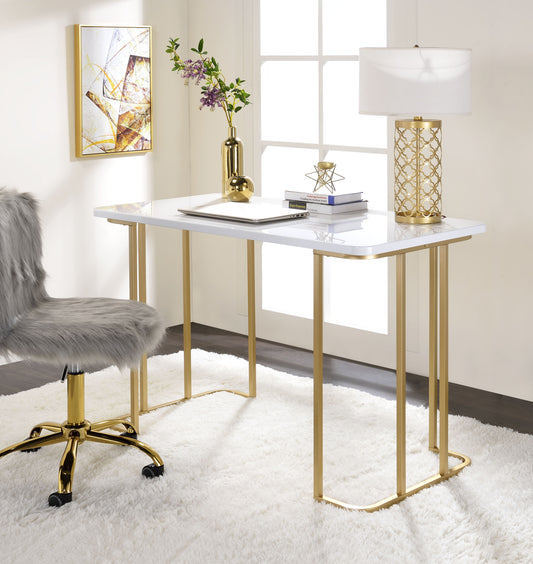 Estie White & Gold Finish Writing Desk