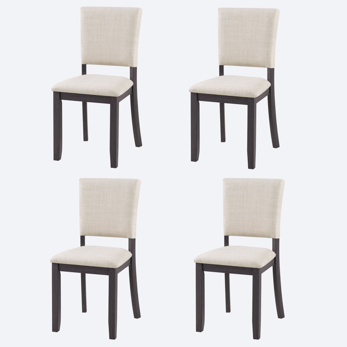 Dining Chairs Only, Modern Minimalist Dining Chairs Set of 4, Kitchen Chair with Padded Seat, Wooden Upholstered Side Chair for Dining Room, Living Room, Kitchen, Antique Black & Beige